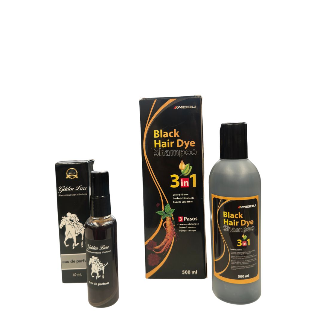 COMBO 1 BLACK HAIR DYE, 1 GOLDEN LURE
